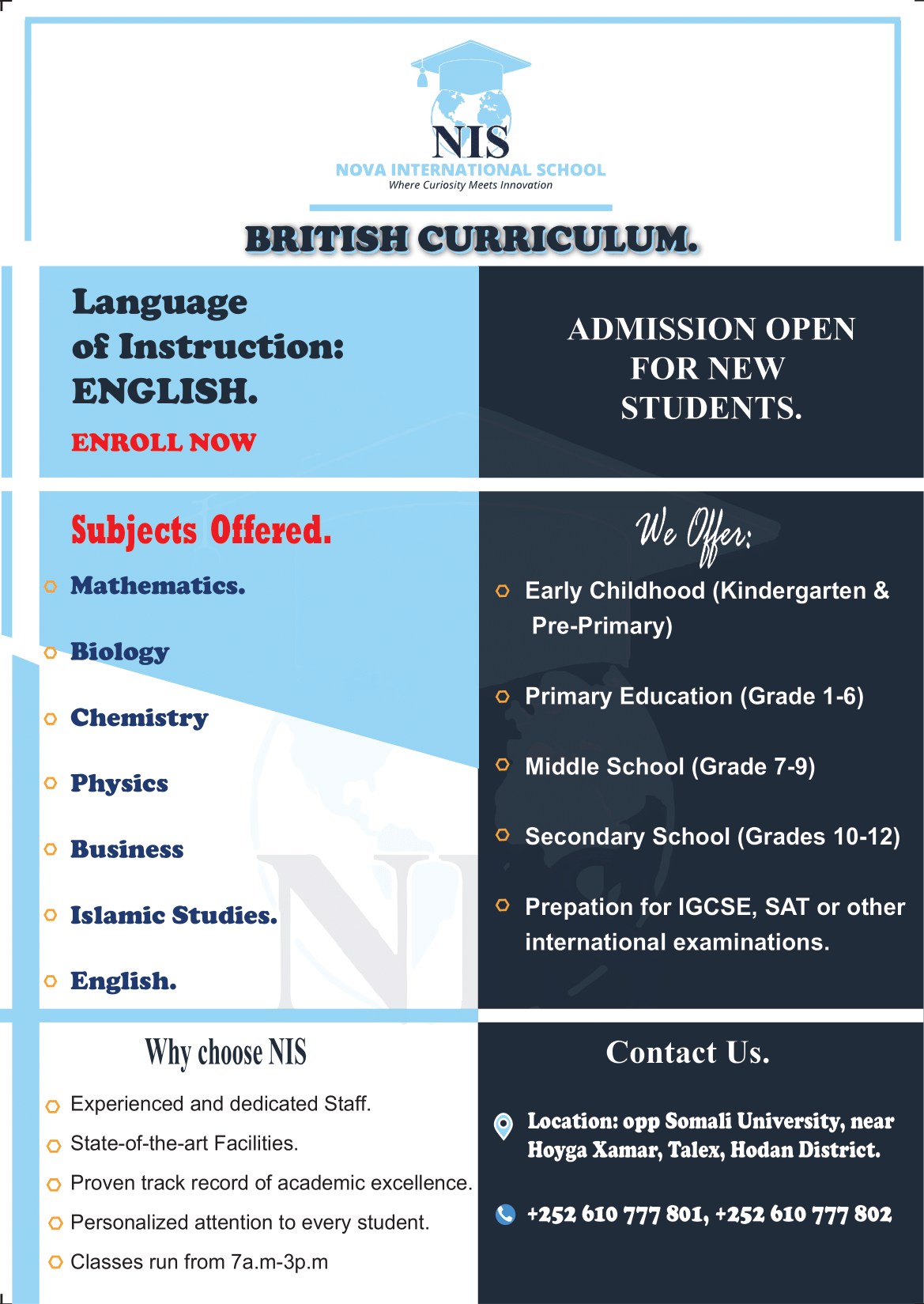 Nova International School Welcome